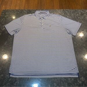Ralph Lauren RLX Wicking Polo Shirt UV Protection Mens White Striped  Sz XL